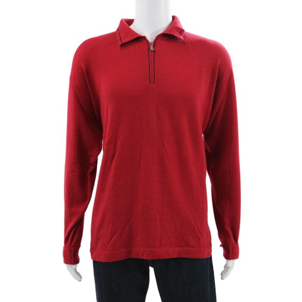 Loro Piana Mens Collared Cashmere Pullover Red Size 56